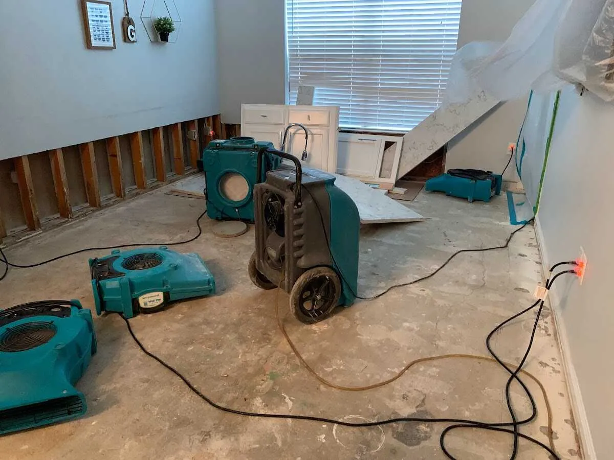 Dehumidifier in flood-cut room for Water Damage Restoration in North Bay Village